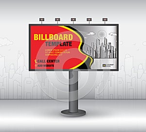 Billboard design vector, banner template, advertisement, Realistic construction for outdoor advertising on city background