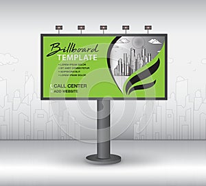 Billboard design vector, banner template, advertisement, Realistic construction for outdoor advertising on city background, flyer