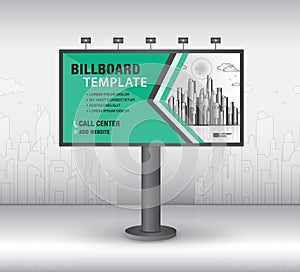 Billboard design vector, banner template, advertisement, Realistic construction for outdoor advertising on city background, flyer