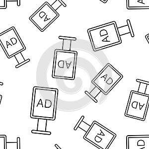 Billboard icon in flat style. Citylight display vector illustration on white isolated background. Banner placard seamless pattern