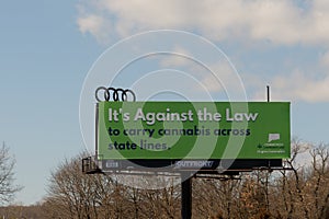 Billboard stating Connecticut Cannibis Law