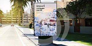 billboard travel advertisement on suburbs