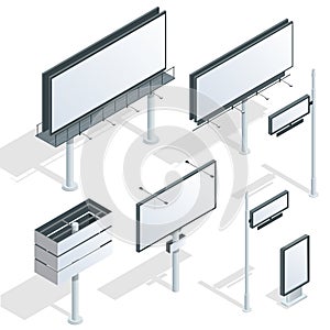 Billboards, advertise billboards, city light billboard. Flat 3d isometric vector illustration for infographic. photo