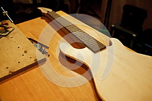 Billet of wood for bass guitar. Manufacture and repair musical instruments.