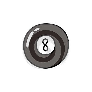 Billiard ball 8 doodle icon, vector color line illustration