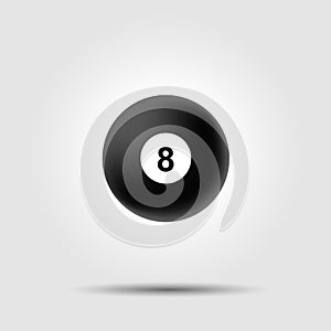 Billiard ball 8 on white background with shadow