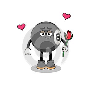 billiard ball mascot falling in love