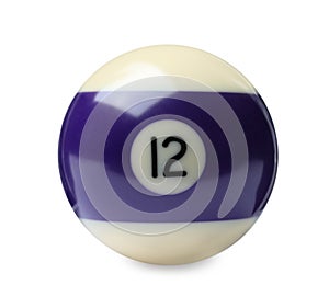 Billiard ball with number 12 isolated on white