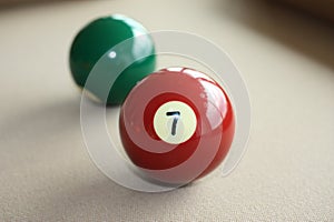 Billiard ball number 7 (pool ball) on American billiards (American pool)