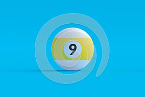 Billiard ball with number 9. Game for leisure. Sports equipment