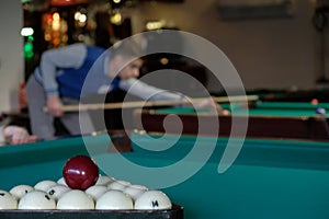 Billiard balls on a billiard table background