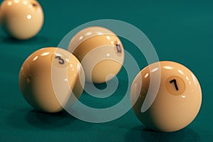 Billiard balls on green baize