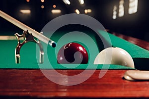 Billiard balls near pocket