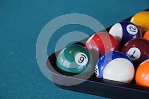 billiard balls for playing pool close up