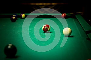 Billiard balls pool table