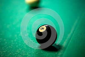 Billiard balls in pool table