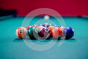 Billiard balls set up