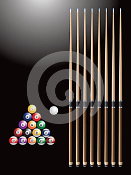 Billiard balls and sticks