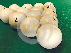 Billiard balls on the table