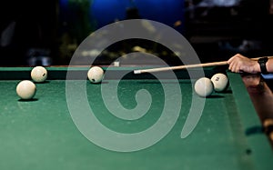 Billiard balls on a table