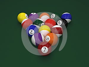 Billiard balls on table