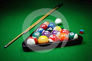 Billiard balls on table