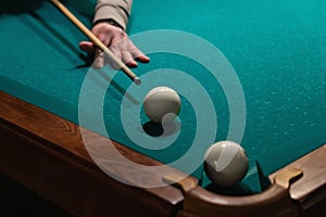 billiard balls on a table with green cloth, leisure activities, sports