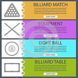 Billiard banner templates set