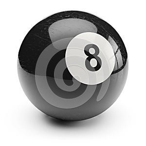 Billiard black eight ball. on white background