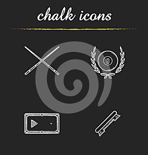 Billiard championship chalk icons set