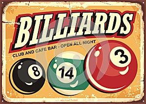 Billiard club and cafe bar retro sign idea