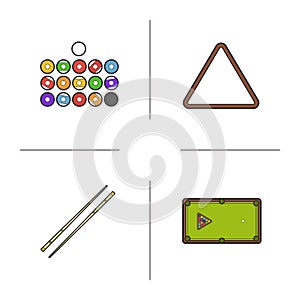 Billiard color icons set