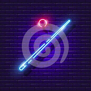 Billiard cue neon icon. Vector illustration for design. Sports concept. Signboard for pool club