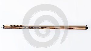 Billiard cues on a white background. Parts of a billiard cue close-up. Live photos of a billiard cue