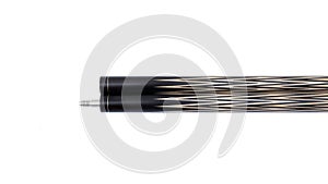 Billiard cues on a white background. Parts of a billiard cue close-up. Live photos of a billiard cue. The Art of Billiards in