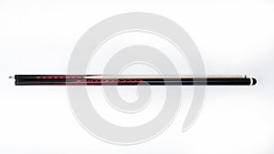 Billiard cues on a white background. Parts of a billiard cue close-up. Live photos of a billiard cue. The Art of Billiards in