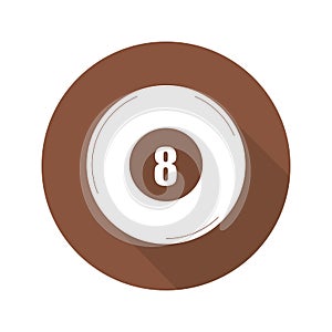 Billiard eight ball flat design long shadow glyph icon