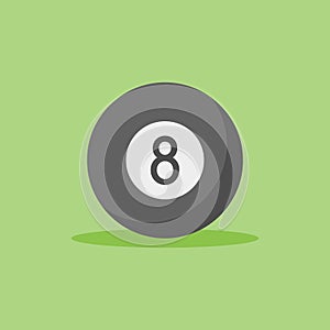 Billiard eight ball flat style icon. Vector illustration.