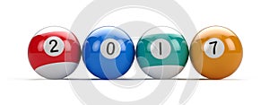 Billiard pool balls with 2017 numbers