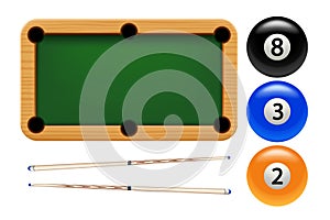 Billiard set on white