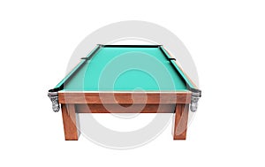 Billiard table with balls and cues isolated on white background 3d render photo