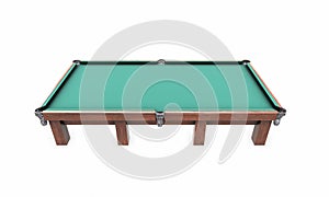 Billiard table with balls and cues isolated on white background 3d render photo