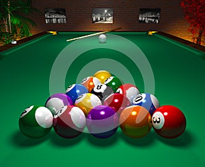 Billiard table in club