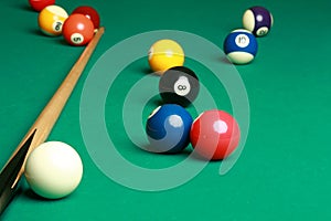 Billiard table with a couple of balls