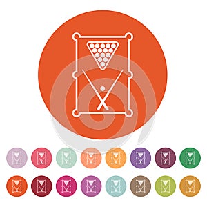 The billiard table icon. Game symbol. Flat