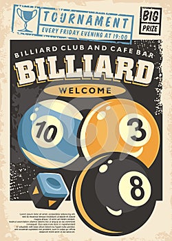 Billiard tournament poster design template