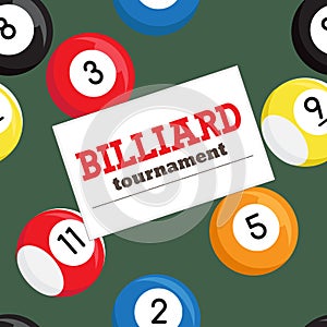 Billiard tournament poster vector template.