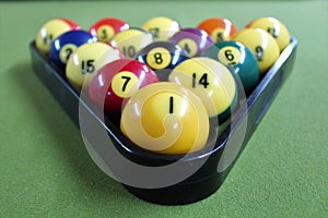 Racked pool balls