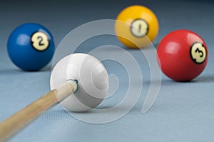 Billiards cue ready for shooting