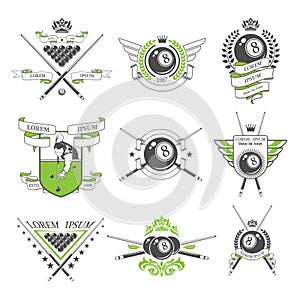 Billiards emblems and design elements